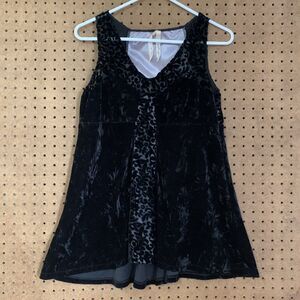 Black Velvet Burnout Tank Top Goth Fairy Whimsygoth Flowy Swing Small